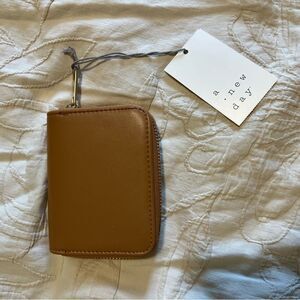 A New Day Target Accordion Faux Leather Zip Tan Neutral Classic Wallet